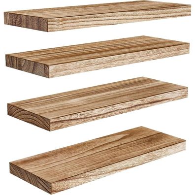 Pipishell Wandregal Holz Paulownia 4er-Set Badezimmer Küche