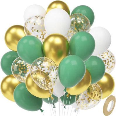 Luftballons Geburtstag 50 Stück Grün Weiß Gold Konfetti-Ballons