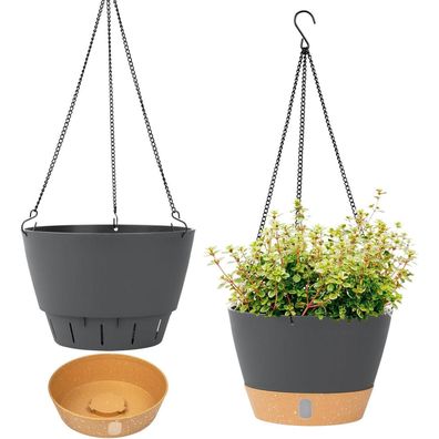 Hängende Pflanzgefäße Set 2er-Pack 20.3cm Indoor Outdoor Korb Grau