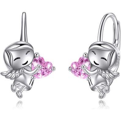 VONALA Einhorn Faultier Katze Mädchen Creolen 925 Silber Rosa Zirkonia Damen