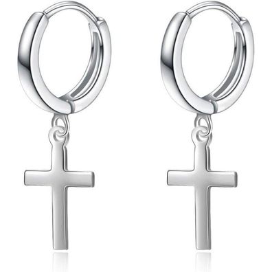 Sterling Silber Kreuz & Sterne Creolen für Damen Herren