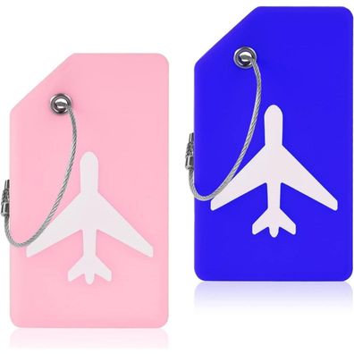 2x Flintronic Kofferanhänger Kieselgel Namensschild Adressschild Blau+Rosa