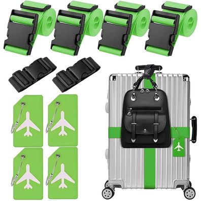 10 Stk. Koffergurt Kofferanhänger Add-on Gurt Luggage Strap, Grün