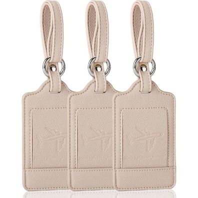 Teskyer Kofferanhänger 3 Stück mit Adressschild, beige Lichee Beige