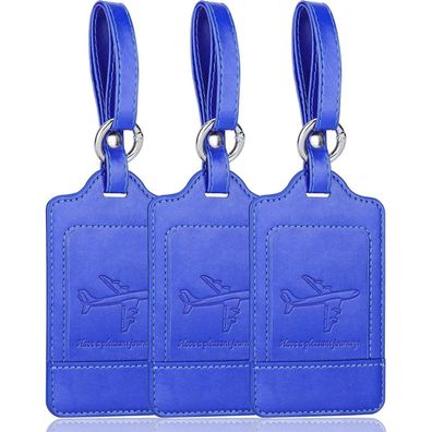 3er-Pack Kofferanhänger PU Leder Adressschild Hellblau