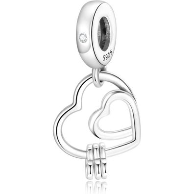 925 Sterling Silber Herz Charms Anhänger für Europäische Armbänder Halskette