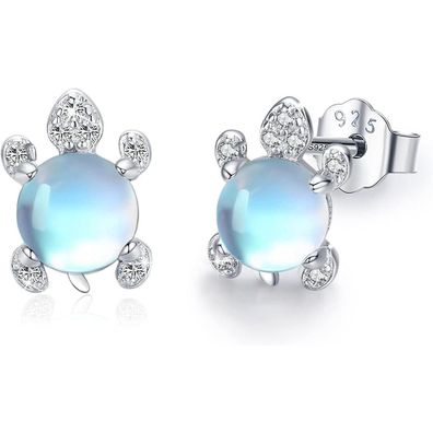 925 Sterling Silber Schildkröte Ohrringe Mondstein Mädchen Frauen Kinder