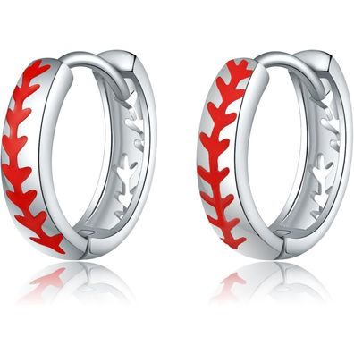 Baseball Ohrringe 925er Sterlingsilber Creolen Baseball Schmuck Frauen
