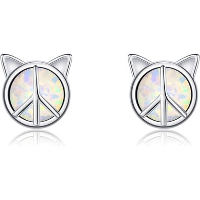 Katzen Ohrringe Opal Sterling Silber Geschenk Frauen Mädchen
