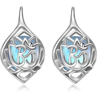 Lotus Blume Ohrringe Sterling Silber Mondstein Yoga Schmuck Frauen erhalten OM