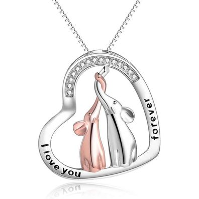 Elefanten Halskette 925 Sterling Silber Tier Schmuck Mutter Tochter Frauen