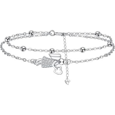 925er Sterling Silber Damen Armband mit Schutzengel-Anhänger