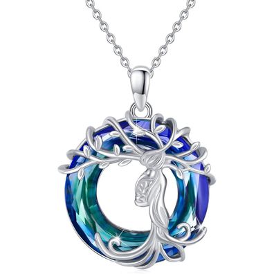 Trishula Mutter Tochter Kette Sterling Silber Kristall Halskette Geschenke