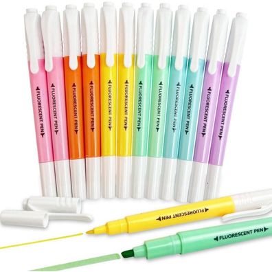 Pastell Textmarker Yoskaedi 12er Pack Bibel Highlighter Stift Tasche inkl. 6