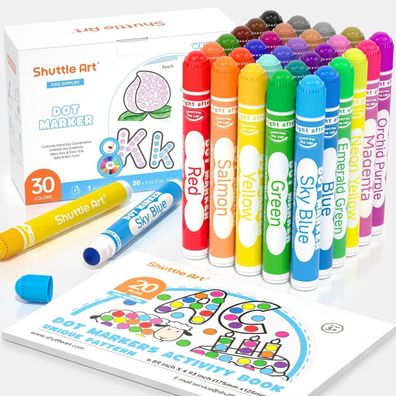 Shuttle Art 30 farbige Dot Marker Kinderstifte Bingomarker Dot Book ungiftige