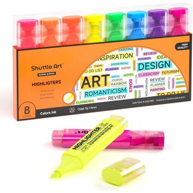 Textmarker Shuttle Art 8-Farben Meißelspitze schnell trocknend fluoreszierend