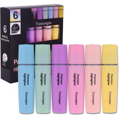 Yizocenguo Pastel Textmarker Set 6 Farben Meißelspitze für Erwachsene Kinder