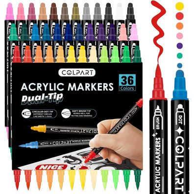 Acrylstifte Set 36PCS Wasserfest Acrylfarben Stifte Stein Bemalen für Kunststoff