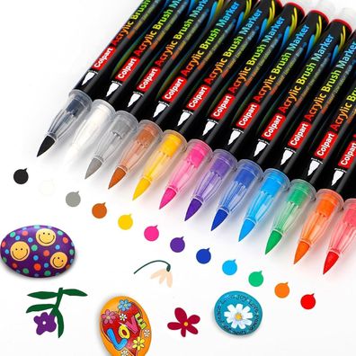 Acrylfarbe Stifte-12 Farben Kalligraphie Pinselspitze Stein Malerei DIY