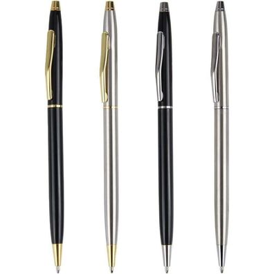 YiliYa Metall Druckkugelschreiber 4 Stück Dual Heads Rotation Schwarz Tinte