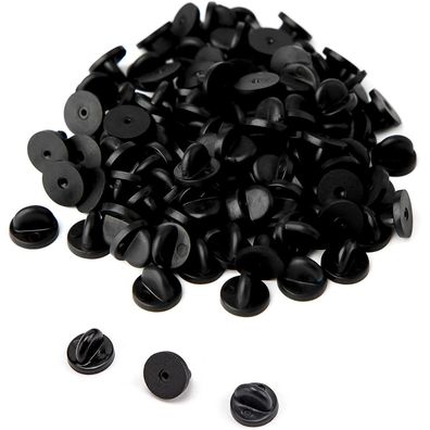 100er Pack Schmetterlingsverschluss Gummi Pins 11,5mm Schwarz