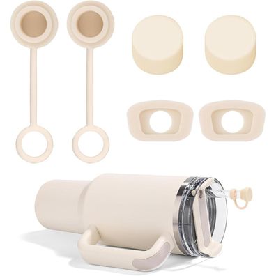 6er Set Silikon Auslaufsicherer Stopfen mit Strohhalm für Stanley Cup 40/30oz