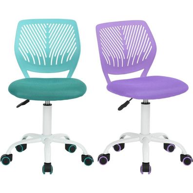 Homy Casa 2er Set Bürostuhl Lila Türkis Stoffsitz Ergonomisch