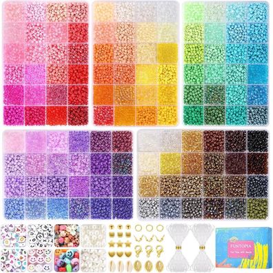 Funtopia 4mm Perlen Set 120 Farben Armband DIY Kinder Mädchen 680