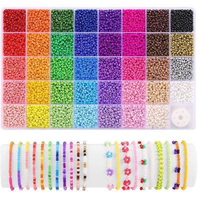 Funtopia 3mm Perlen Armband Kit 39 Farben 9600 Stück Auffädeln Mädchen Basteln