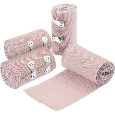 Healifty Elastische Bandage Wrap Set 4 Rollen 8 Clips Knie Handgelenk Knöchel