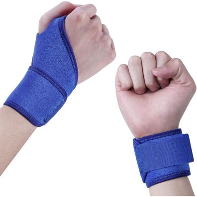 Handgelenkbandage 2 Stück Handgelenkstütze Klettverschluss Blau