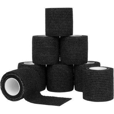 ACWOO Selbstklebender Verband 8 Rollen Schwarz 5cmx4.5m