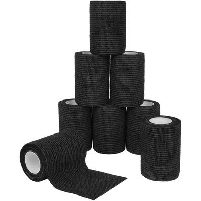 8 Rollen Selbstklebende Verband cohesive Schwarz 7.5cmx4.5m