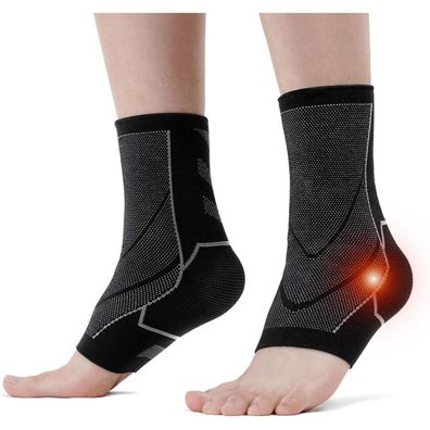 ACWOO Neuropathie Socken Sprunggelenkbandage Kompressionssocken Schwarz 2er Pack