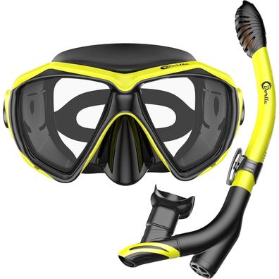 Dorlle Schnorchelset Tauchmaske mit Anti-Fog Glas für Erwachsene