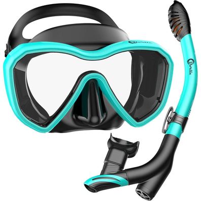 Dorlle Schnorchelset Panorama Tauchmaske Anti-Fog Anti-Leck Schwimmbrille