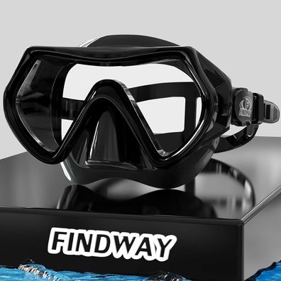 Taucherbrille Erwachsene Findway HD-Glas Schnorchelmaske Schwarz