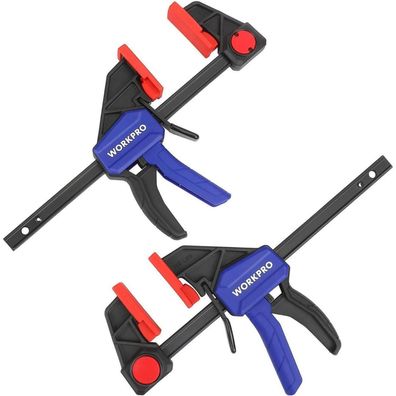 Workpro Einhandzwingen Set 2-in-1 150mm Spannweite 68kg Spannkraft Blau