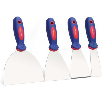 Professionelles Malerspachtel Set Edelstahl Kunststoffgriff 4-teilig 38mm 75mm