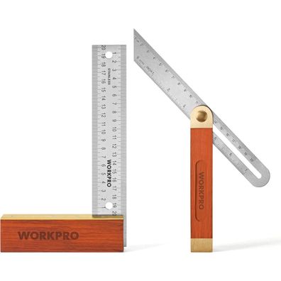Workpro Schreinerwinkel 200 mm Anschlagwinkel verstellbare Gleitschräge 230 mm