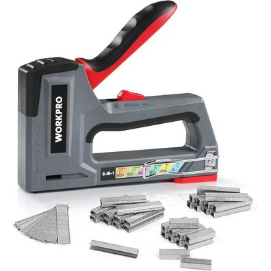 Workpro Handtacker Set Heavy Duty 6-in-1 Werkzeugtacker 4000 Klammern Nägel T20