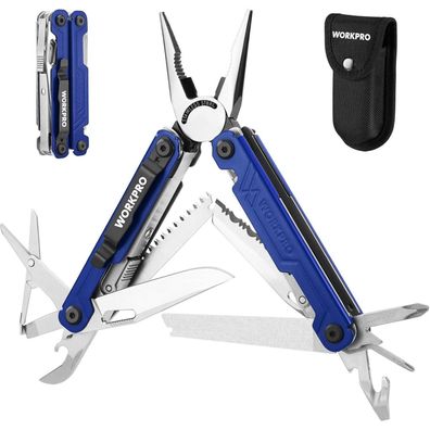 Workpro 18 in 1 Multifunktionszange Faltbares Edelstahl Multitool Blau