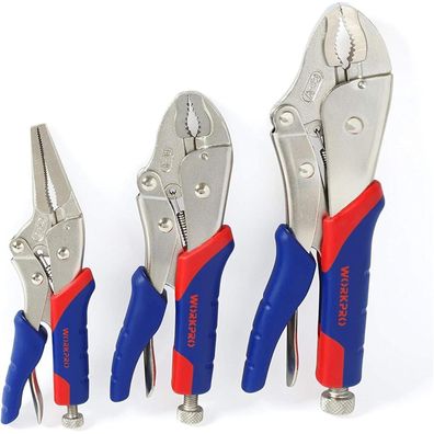 Workpro Gripzangen-Set selbsthemmend 3-tlg. 255mm 180mm 165mm