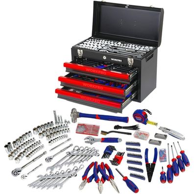 Workpro Werkzeugkoffer 408tlg. groß mit Metall Schubladen Heavy Duty
