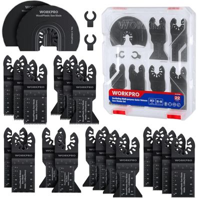 Workpro 22tlg. Oszillierendes Zubehör Set Sägeblatt Multitool Kit Holz Metall