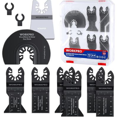 Workpro 10tlg. Oszillierende Sägeblatt Set Multitool Zubehör Kit Holz Metall