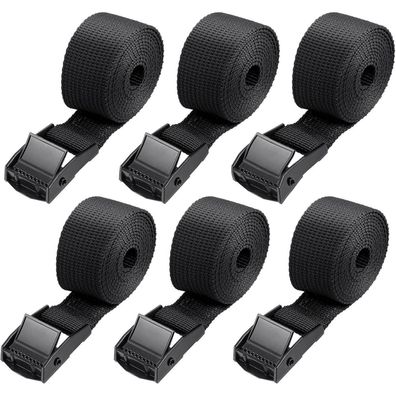Hejo Spanngurte 6er Pack Schwarz 1m verstellbar klemmschloss Motorrad Camping