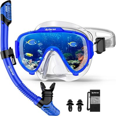 Schnorchelset Erwachsene Anti-Fog Taucherbrille Trocken Schnorchel Tauchmaske