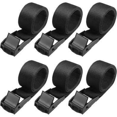 Spanngurte Kurz 40cm Verstellbar Klemmschloss Rostfrei Schwarz 6er Pack