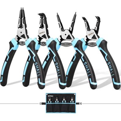 SHALL Sprengringzangen-Set, 4-teilig, 7 Zoll, robust, mit 5/64 Zoll Spitze und